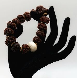 Artisan Brown and White Beaded Bracelet